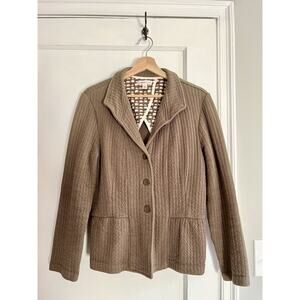 Coldwater Creek Quilted Elephant Animal Print Safari Jacket Olive Green Sz 16